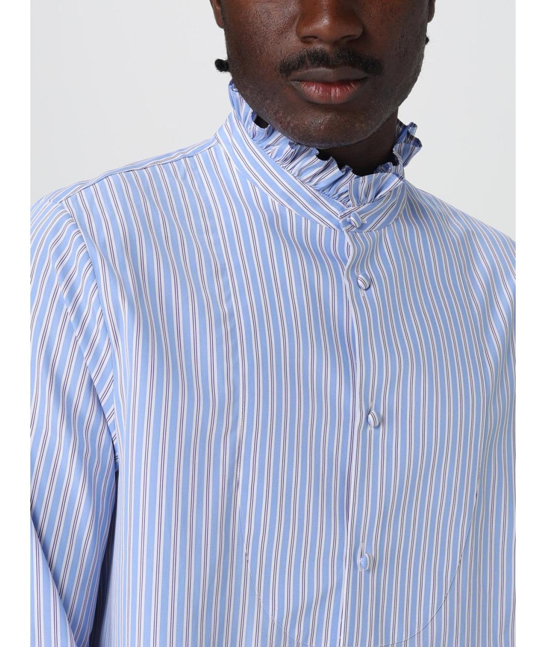 VALENTINO Голубая хлопковая кэжуал рубашка, фото 5