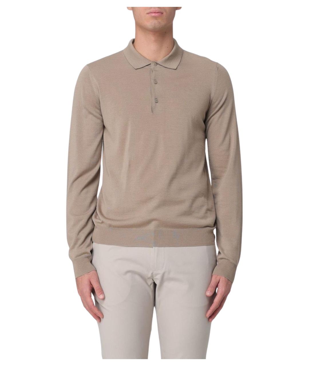 K-WAY Серое хлопко-шерстяное поло с длинным рукавом, фото 1