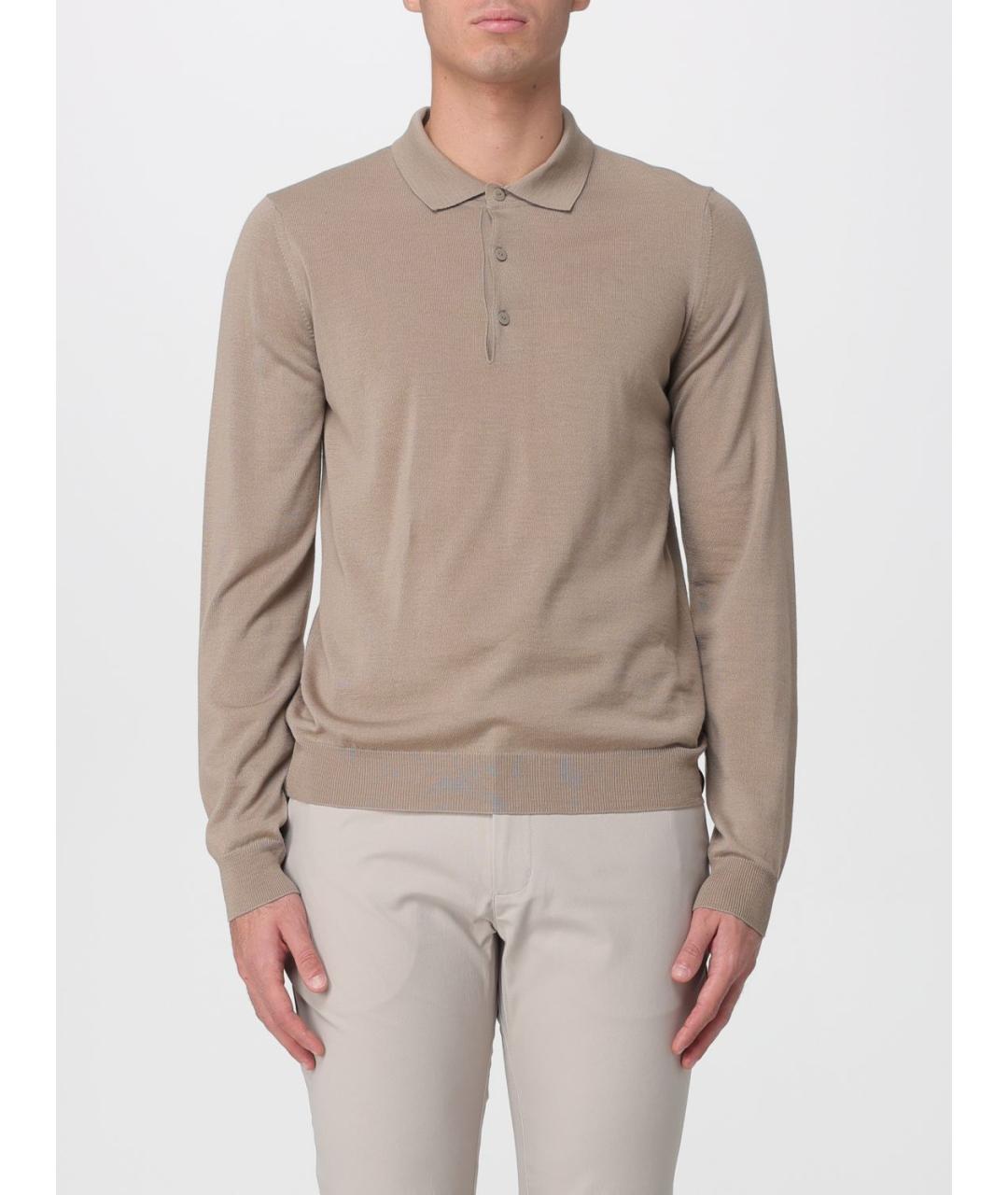 K-WAY Серое хлопко-шерстяное поло с длинным рукавом, фото 4