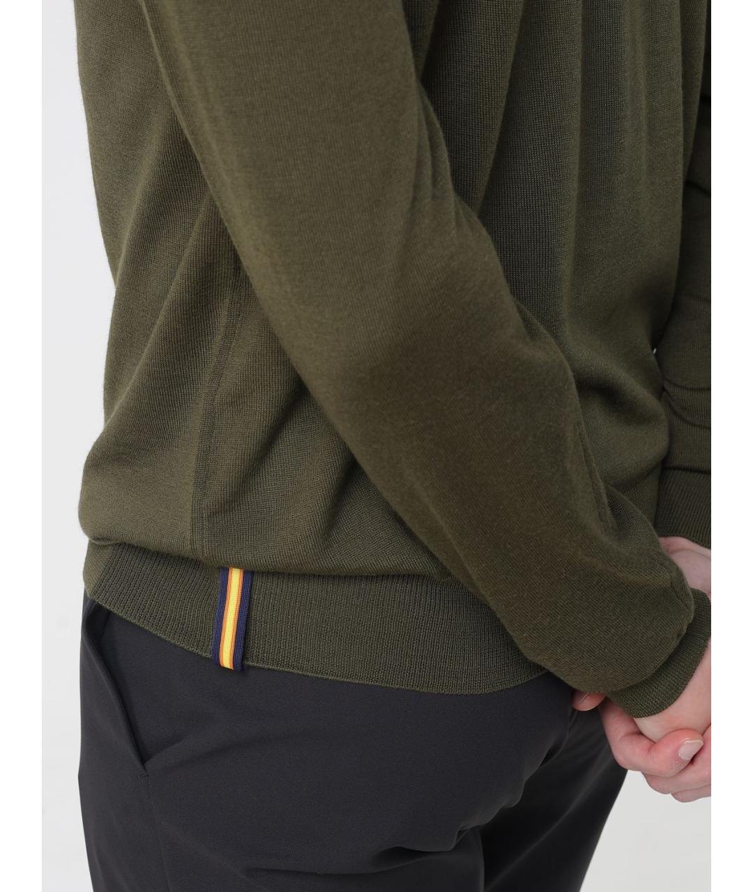 K-WAY Зеленые хлопко-шерстяное поло с длинным рукавом, фото 3