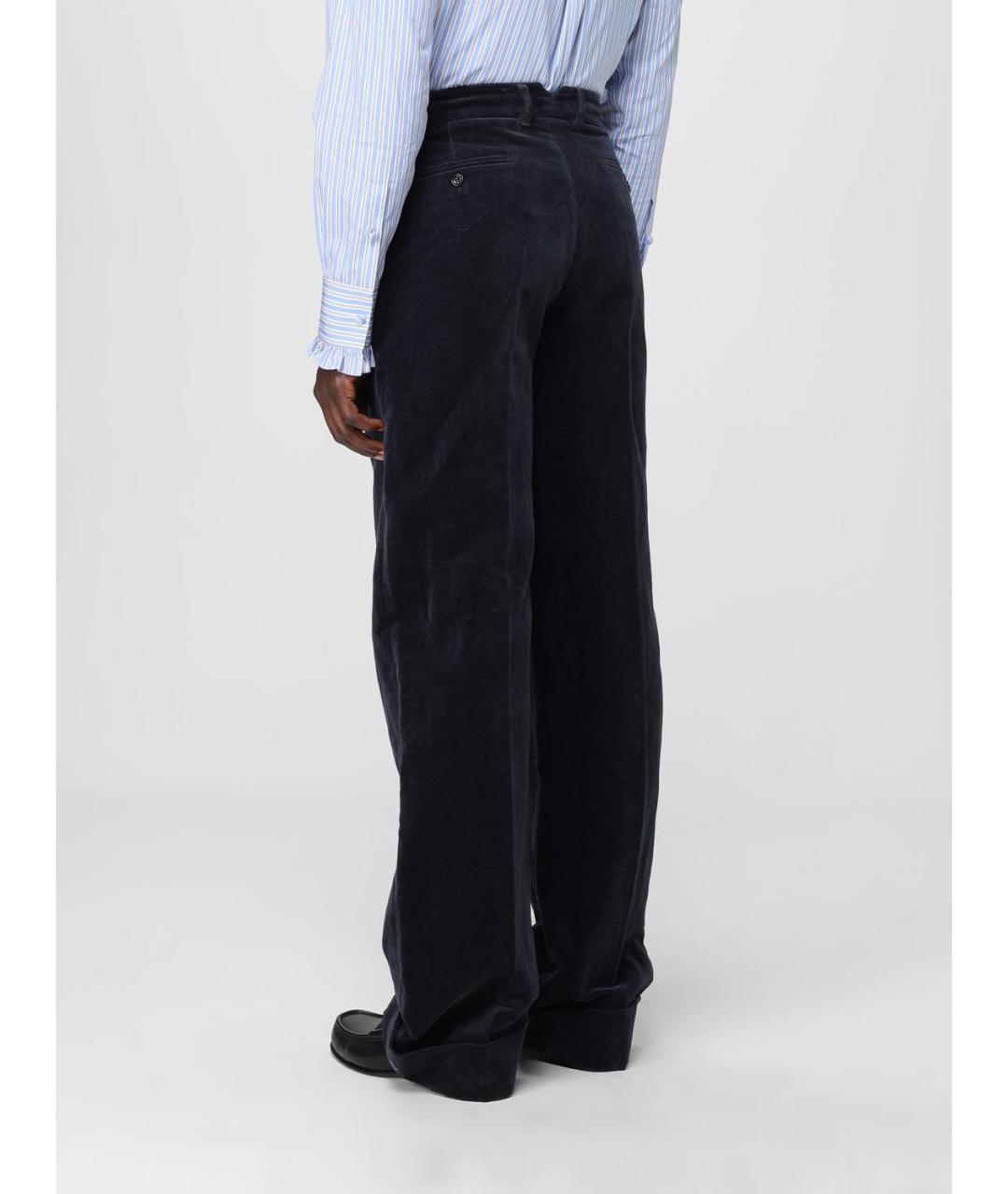 VALENTINO Темно-синие хлопковые повседневные брюки, фото 3