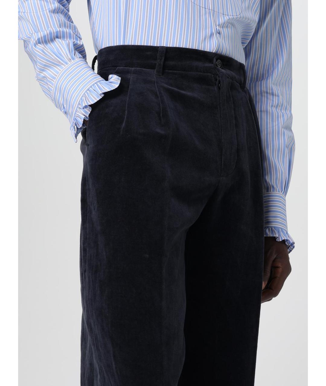 VALENTINO Темно-синие хлопковые повседневные брюки, фото 5