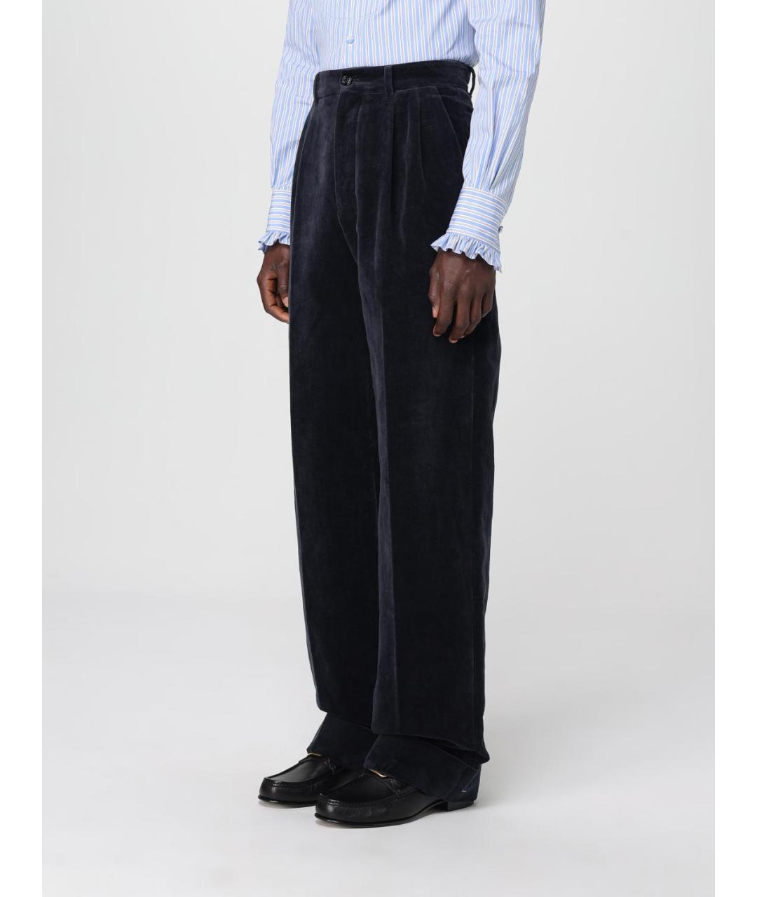 VALENTINO Темно-синие хлопковые повседневные брюки, фото 4