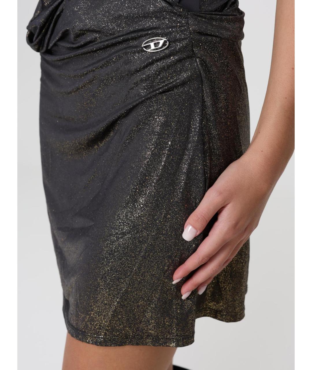 DIESEL Золотое ацетатное коктейльное платье, фото 4