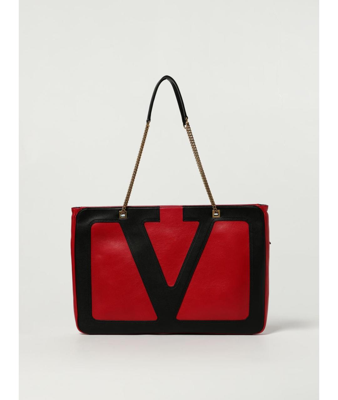 VALENTINO Красная кожаная сумка тоут, фото 6