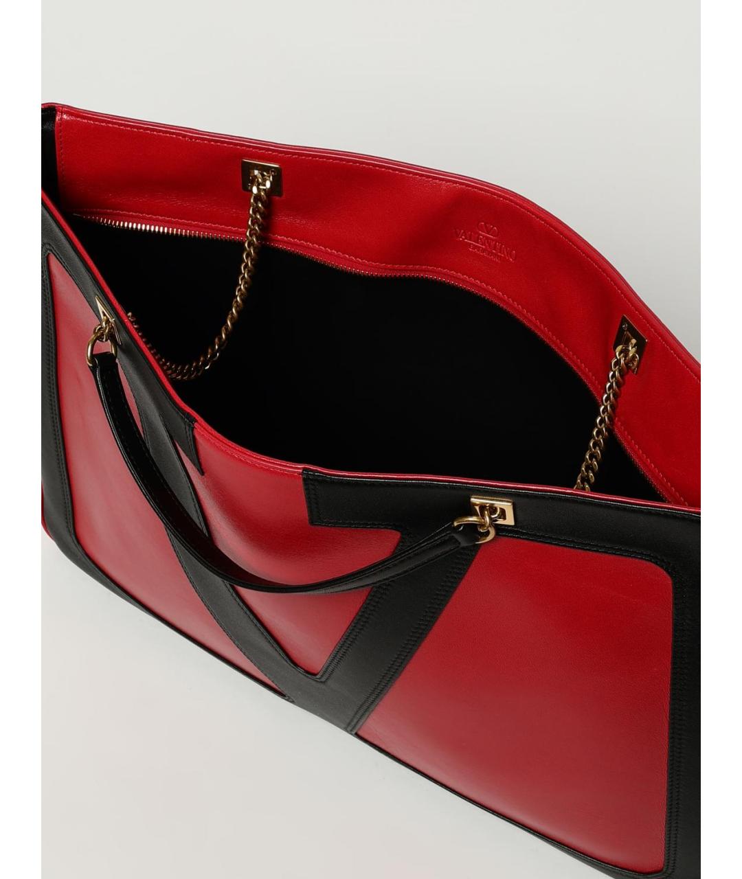 VALENTINO Красная кожаная сумка тоут, фото 5