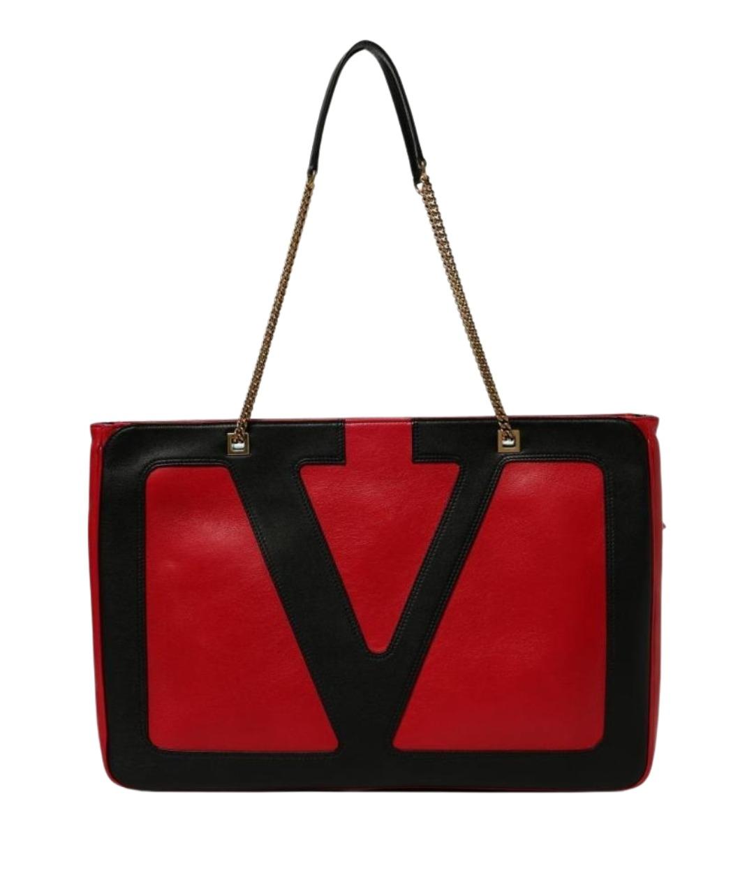VALENTINO Красная кожаная сумка тоут, фото 1