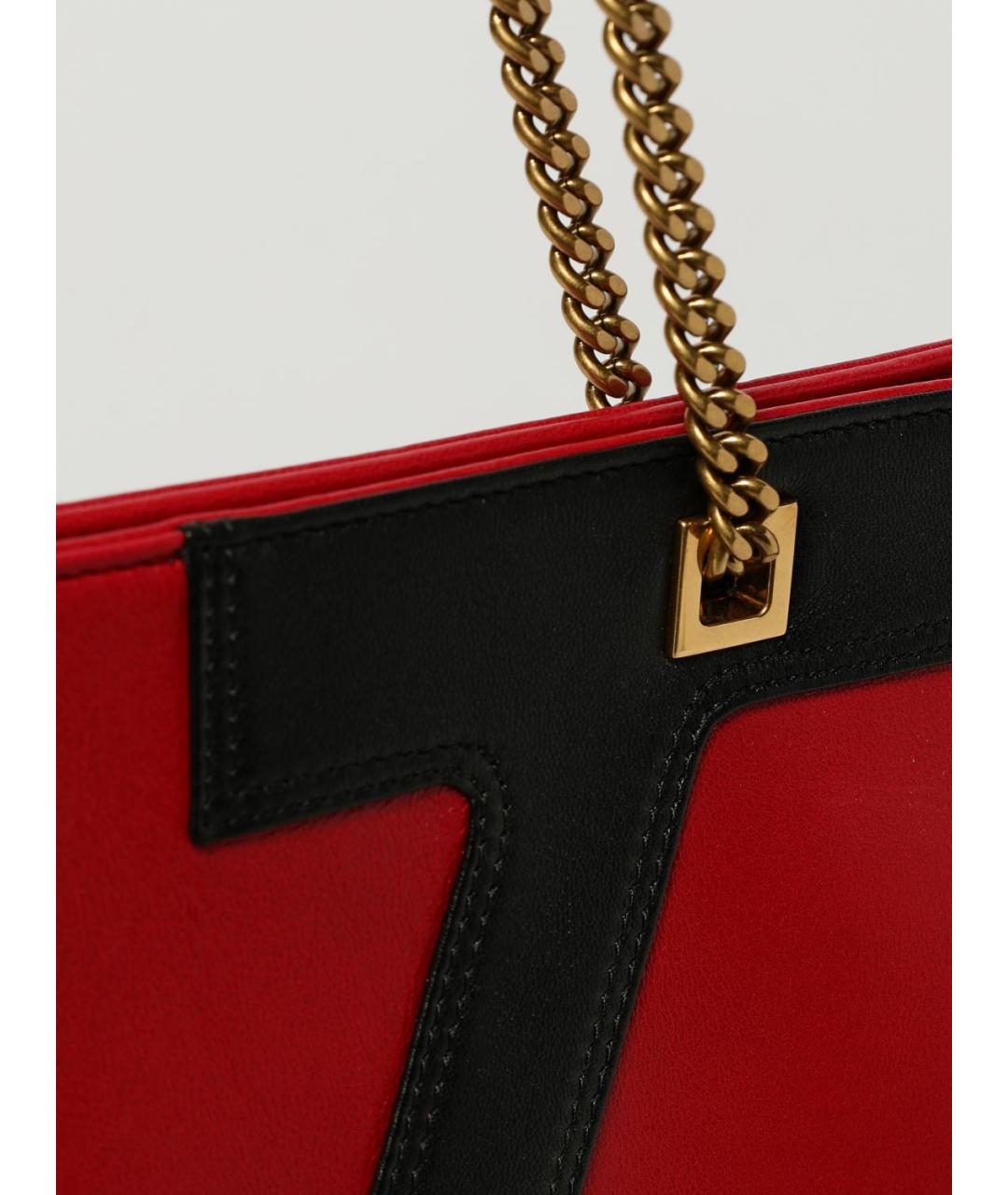 VALENTINO Красная кожаная сумка тоут, фото 4