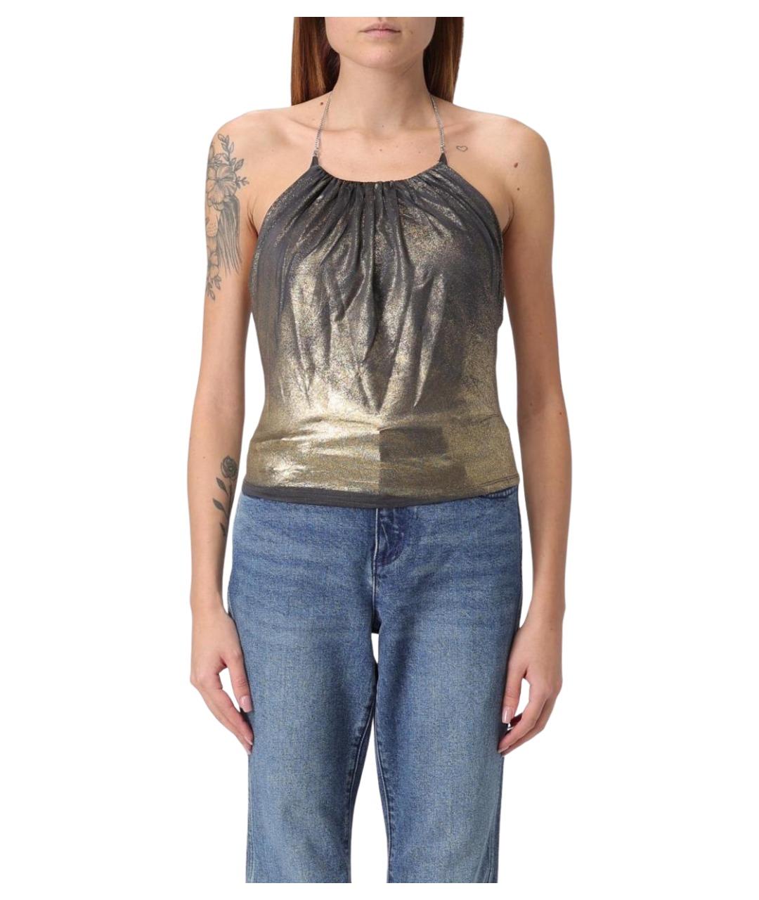 DIESEL Золотая ацетатная майка, фото 1