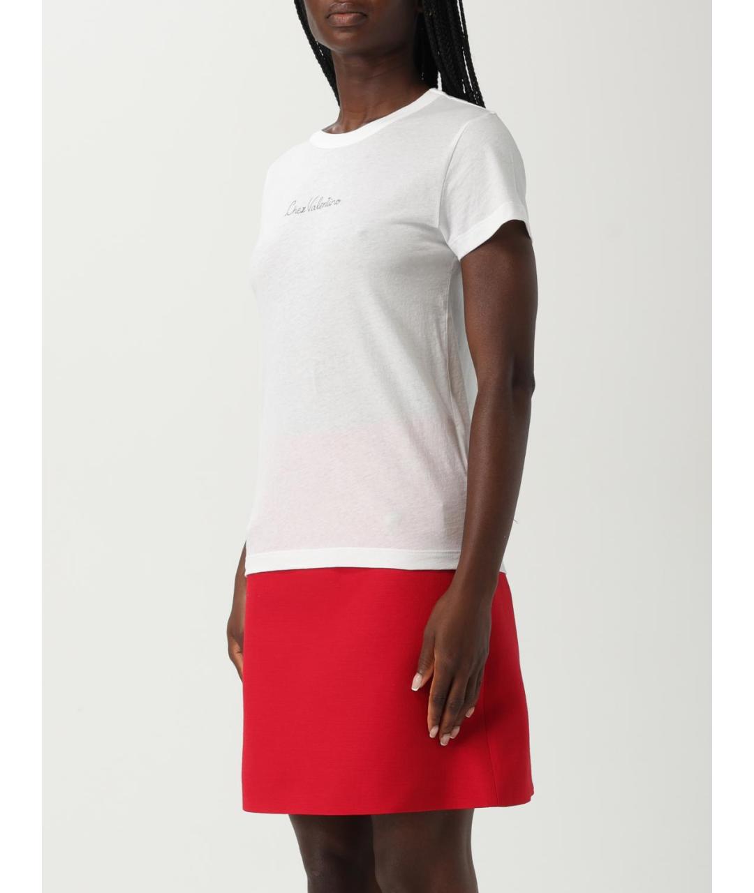 VALENTINO Белая хлопковая футболка, фото 4