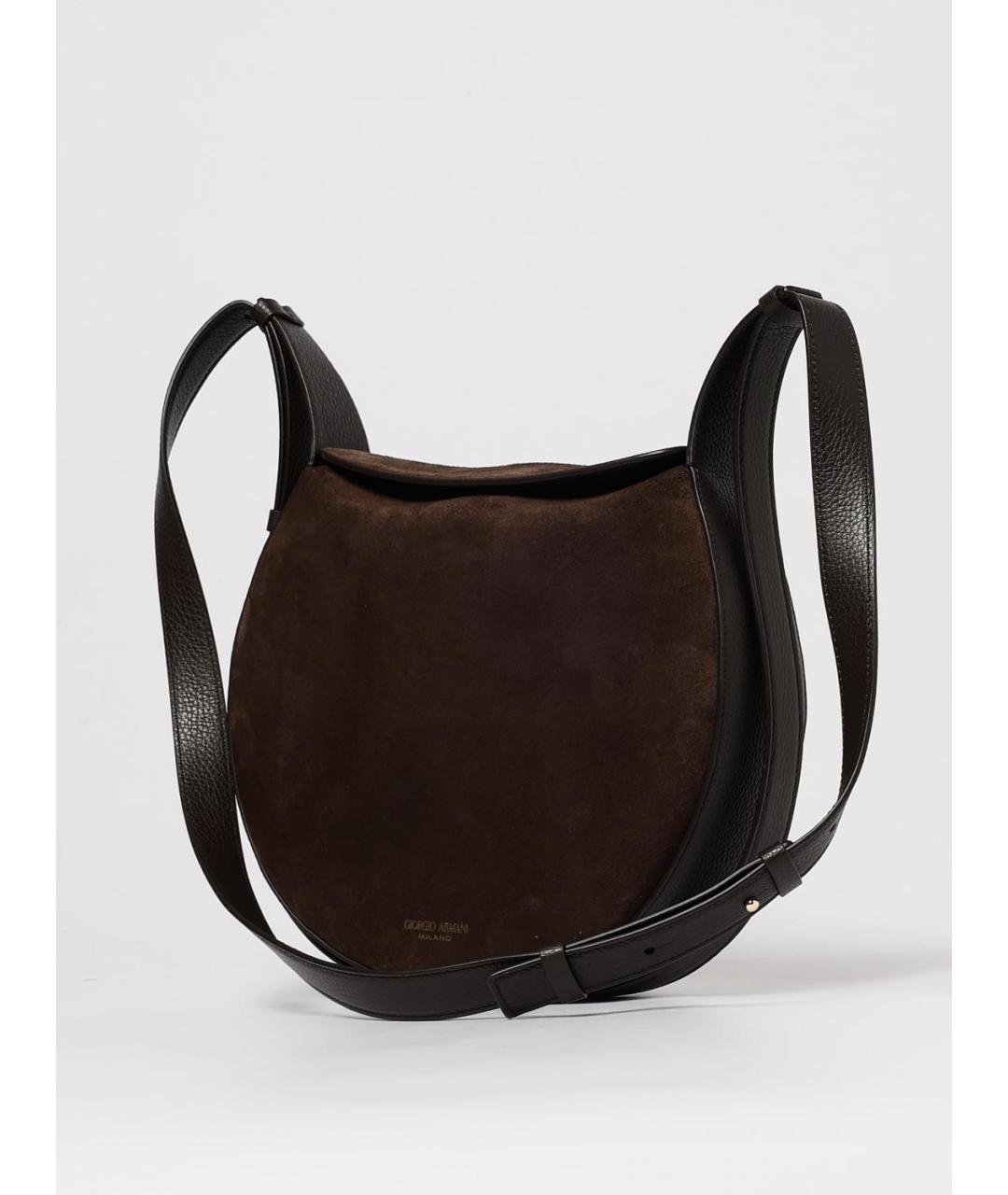 GIORGIO ARMANI Коричневая замшевая сумка через плечо, фото 4