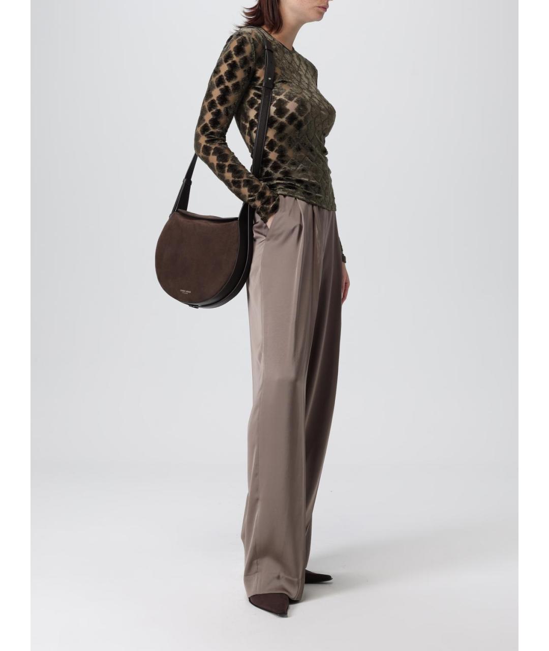 GIORGIO ARMANI Коричневая замшевая сумка через плечо, фото 2