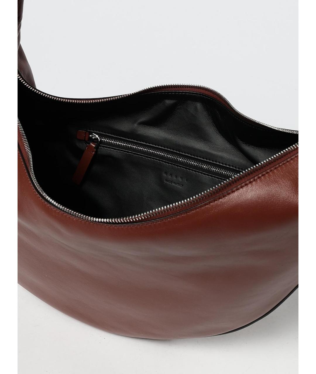 MARNI Бордовая кожаная сумка через плечо, фото 5