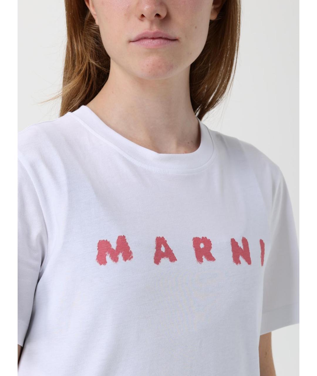 MARNI Белая хлопковая футболка, фото 4