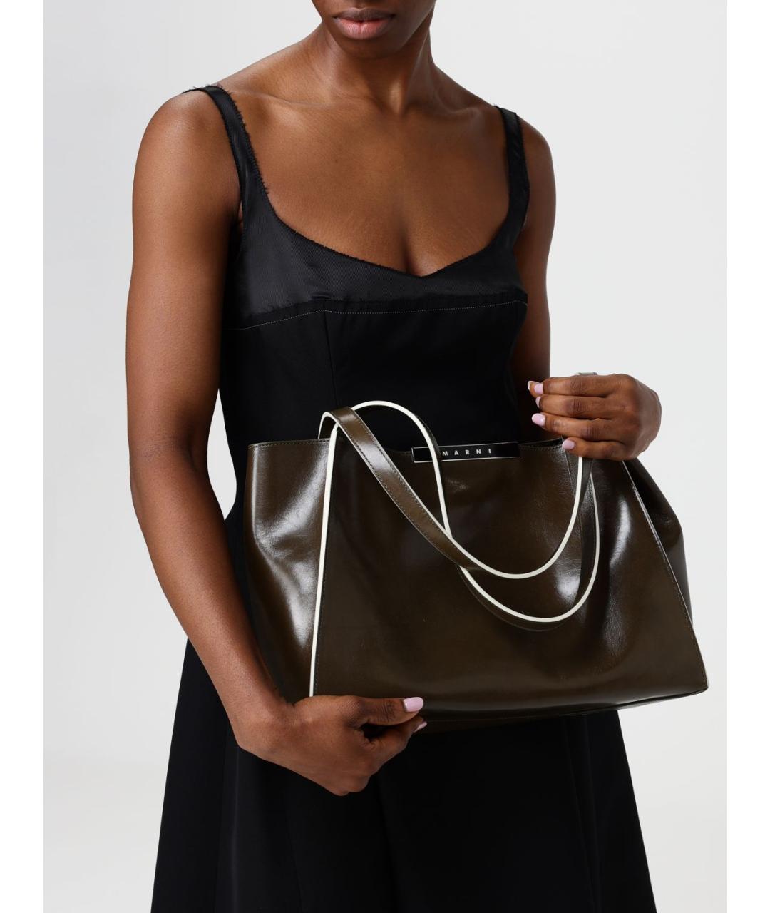 MARNI Зеленая кожаная сумка тоут, фото 2