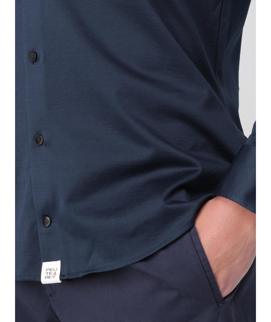 PEUTEREY Синяя хлопковая кэжуал рубашка, фото 3