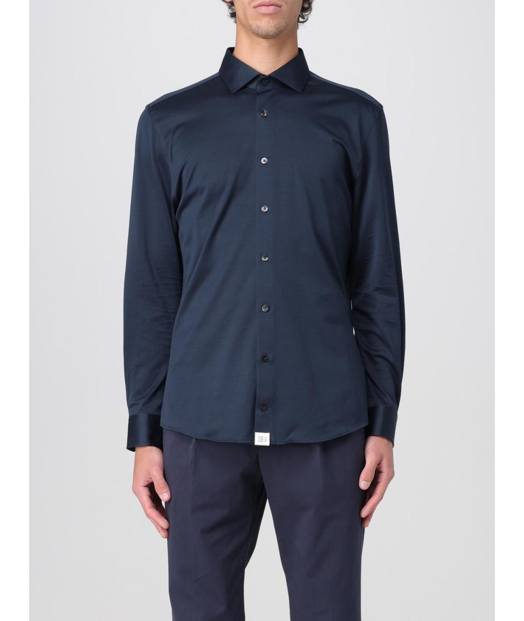 PEUTEREY Синяя хлопковая кэжуал рубашка, фото 4