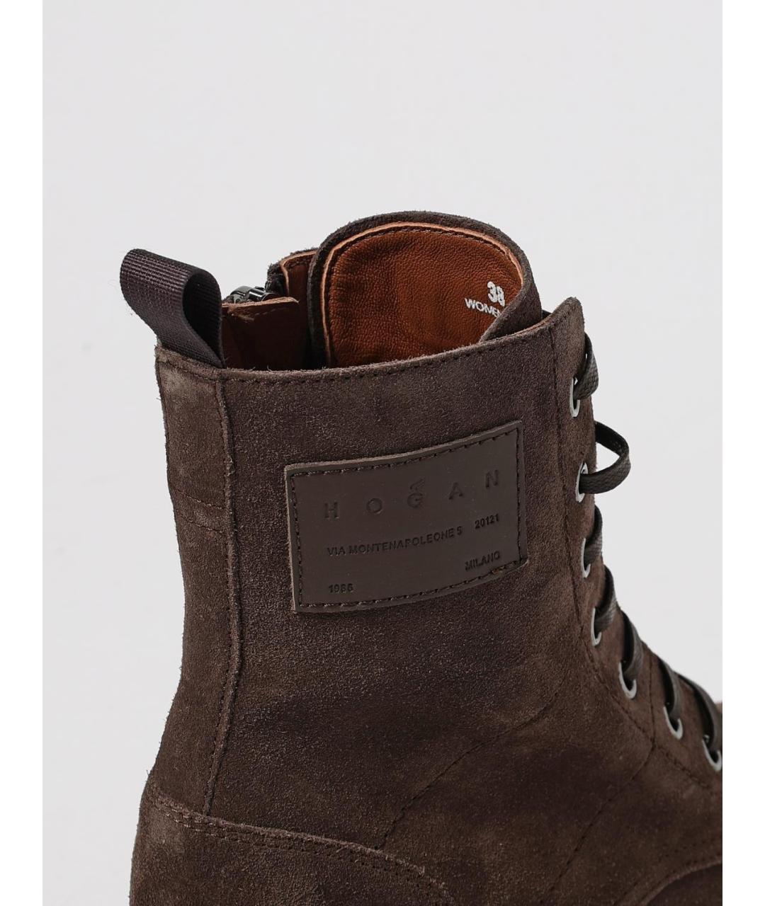 HOGAN Коричневые кожаные ботинки, фото 4