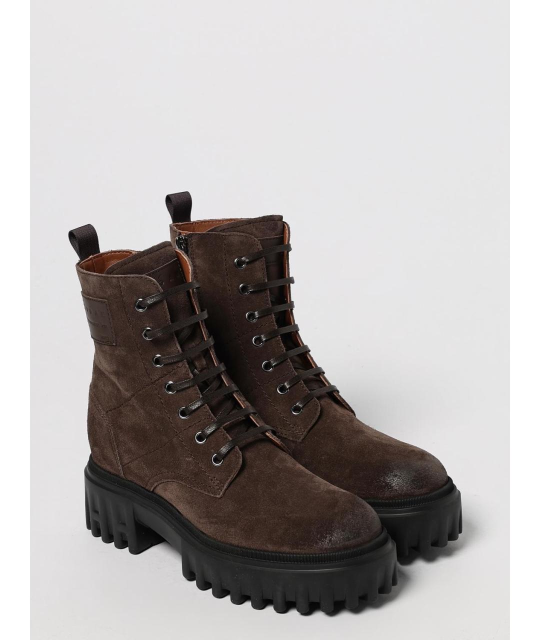 HOGAN Коричневые кожаные ботинки, фото 2