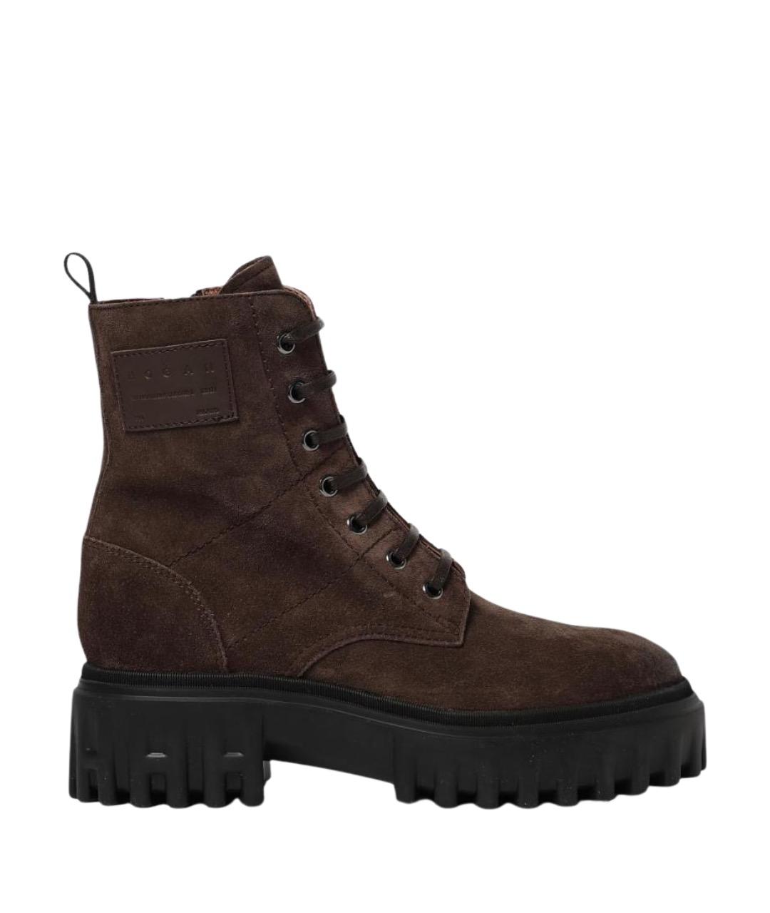 HOGAN Коричневые кожаные ботинки, фото 1