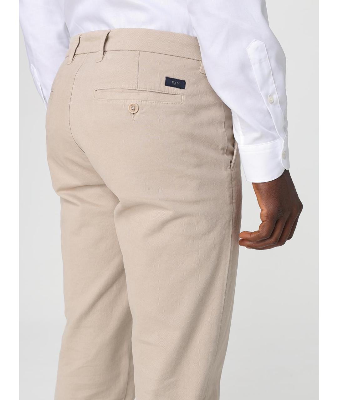 FAY Бежевые хлопковые брюки чинос, фото 3