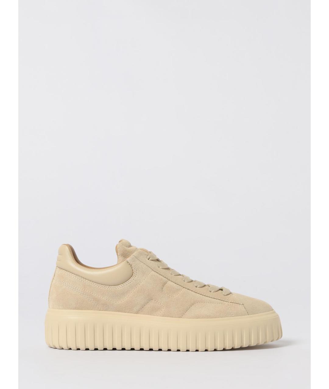 HOGAN Бежевые кожаные низкие кроссовки / кеды, фото 5