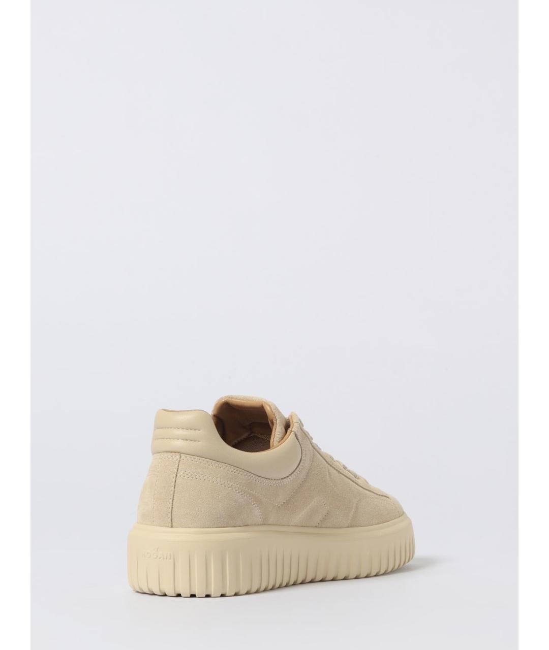 HOGAN Бежевые кожаные низкие кроссовки / кеды, фото 3