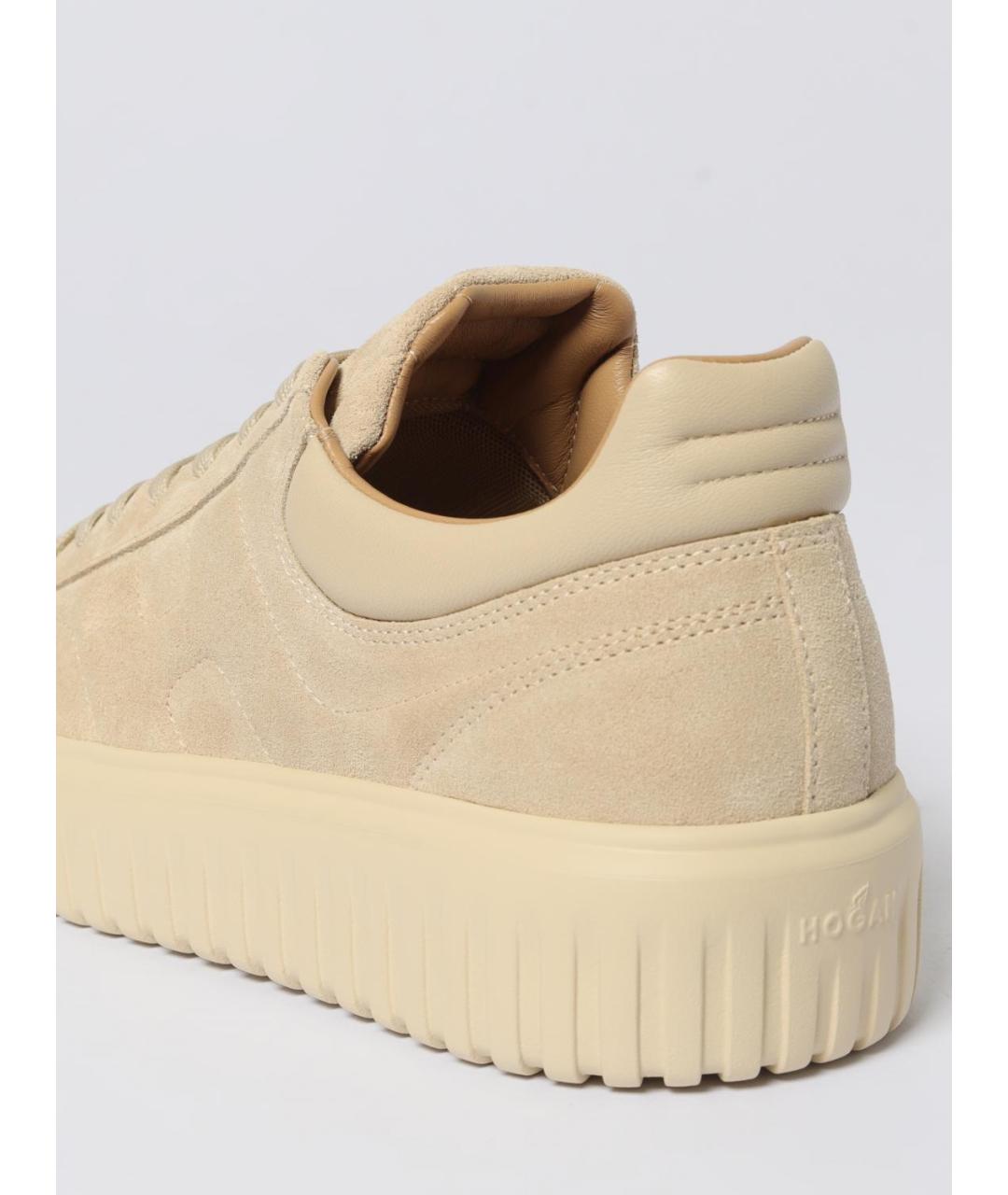 HOGAN Бежевые кожаные низкие кроссовки / кеды, фото 4