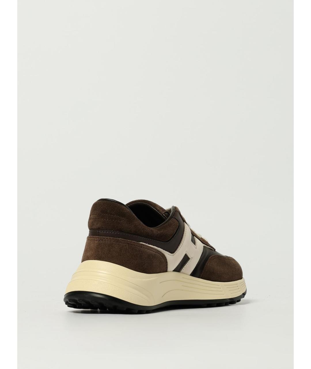 HOGAN Коричневые кожаные низкие кроссовки / кеды, фото 3