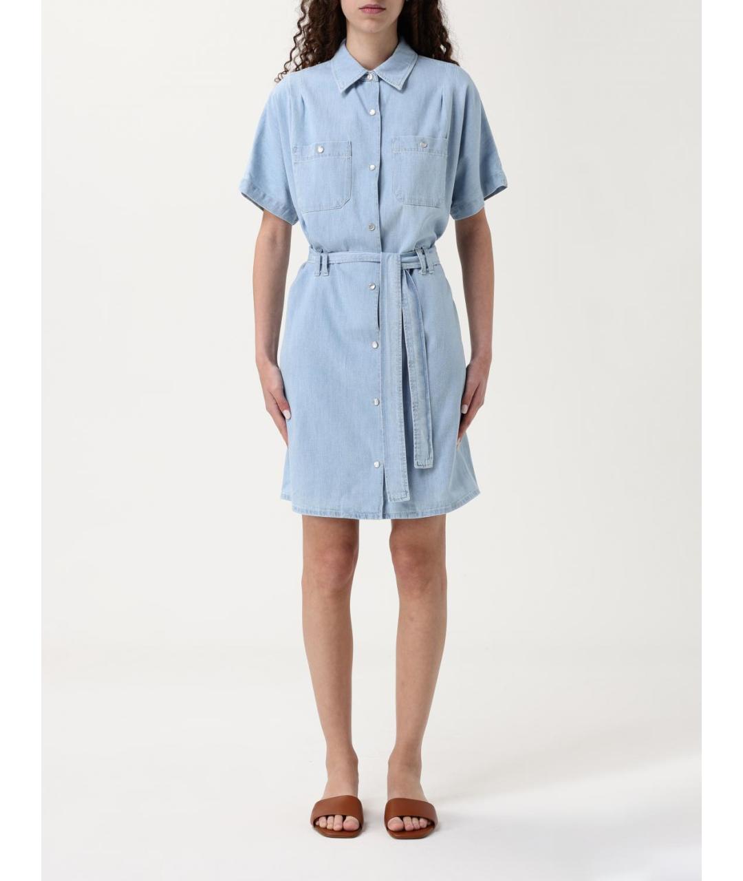 A.P.C. Голубое хлопковое повседневное платье, фото 4