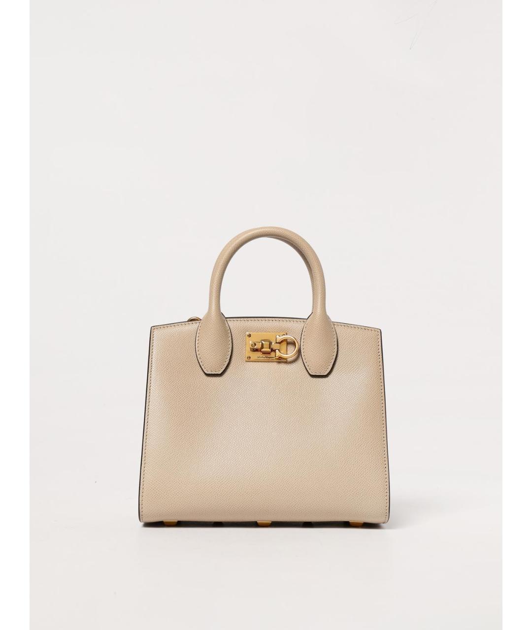 FERRAGAMO Бежевая кожаная сумка тоут, фото 6