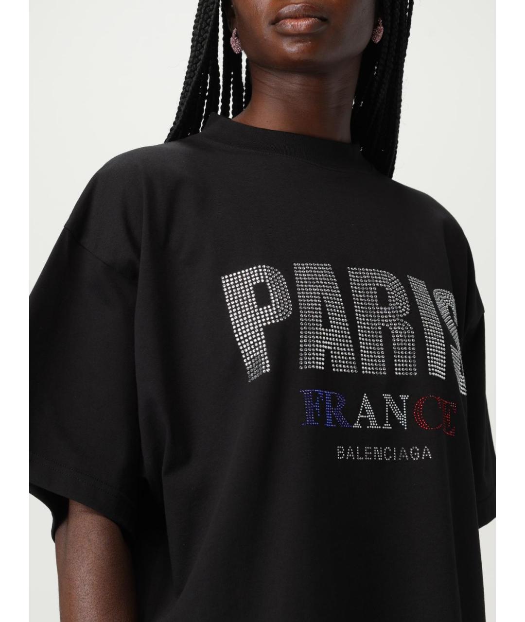 BALENCIAGA Черная хлопковая футболка, фото 5