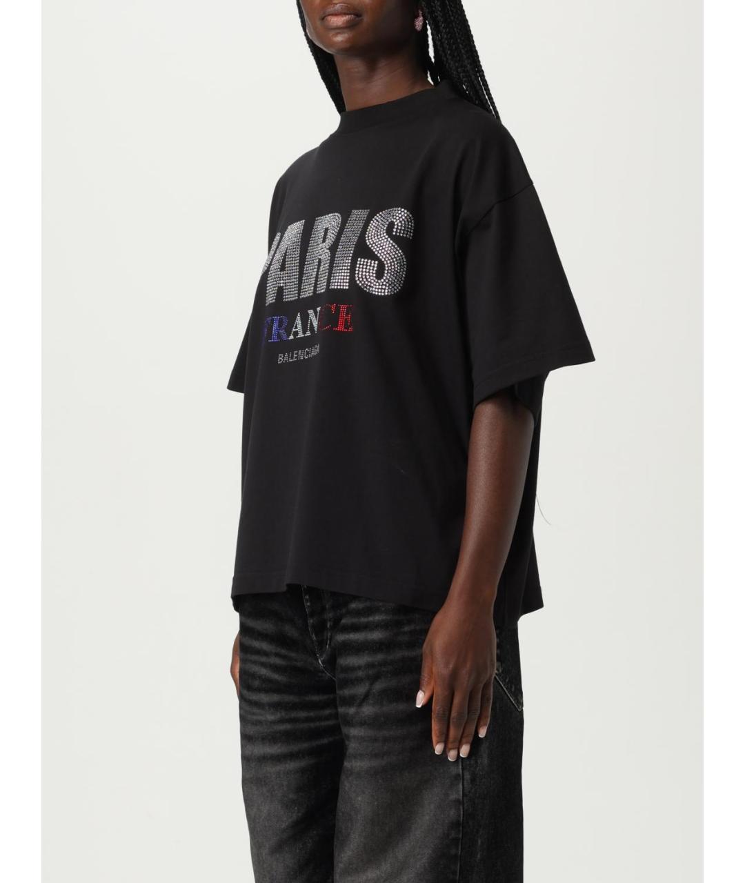 BALENCIAGA Черная хлопковая футболка, фото 4