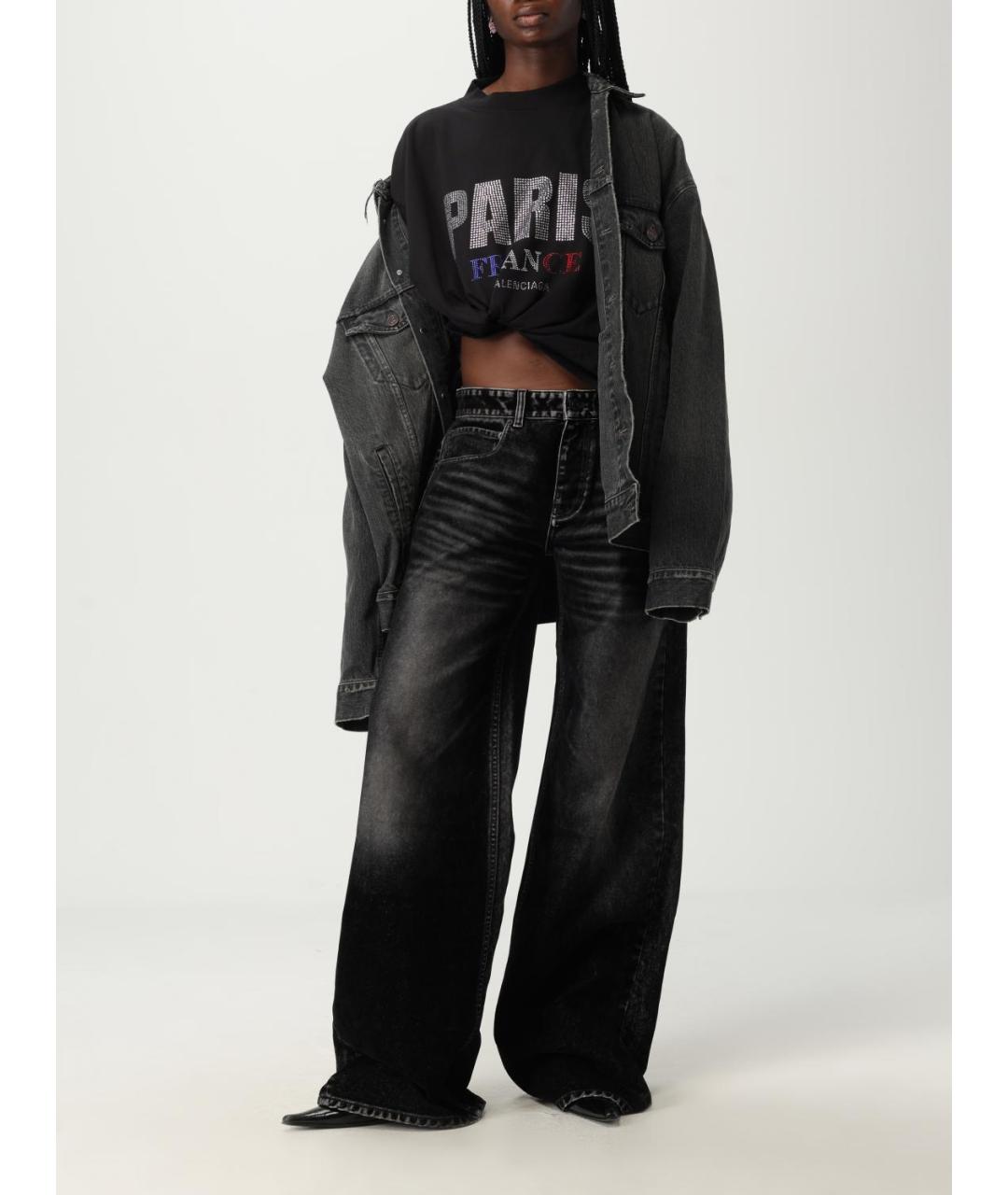 BALENCIAGA Черная хлопковая футболка, фото 2