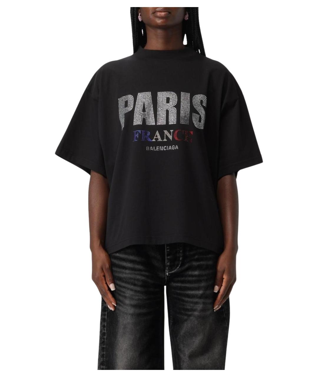 BALENCIAGA Черная хлопковая футболка, фото 1
