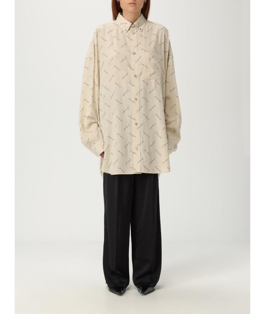 BALENCIAGA Бежевая вискозная рубашка, фото 6