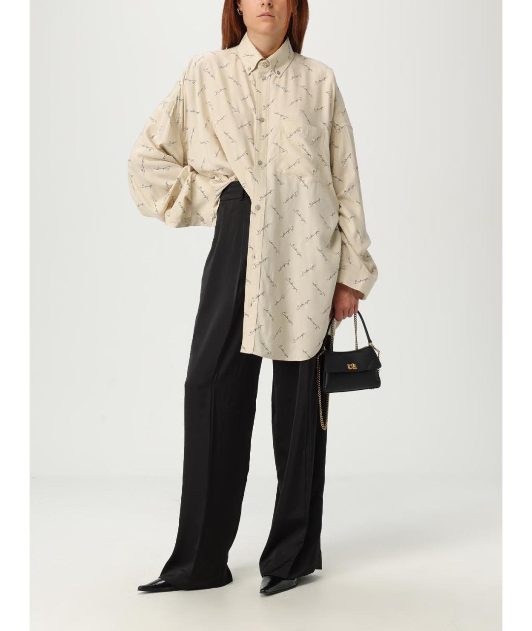BALENCIAGA Бежевая вискозная рубашка, фото 2