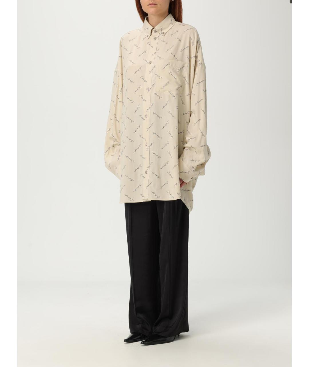 BALENCIAGA Бежевая вискозная рубашка, фото 4