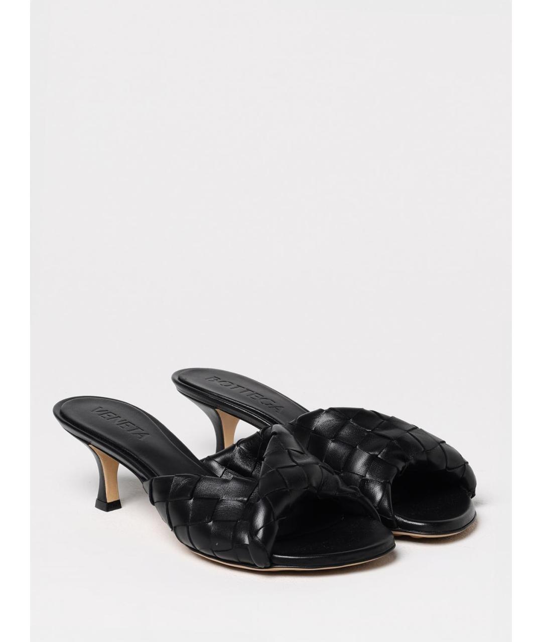 BOTTEGA VENETA Черные кожаные мюли, фото 2