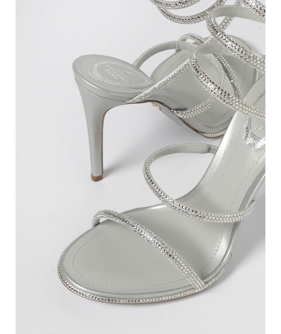 RENE CAOVILLA Серебряные кожаные босоножки, фото 4