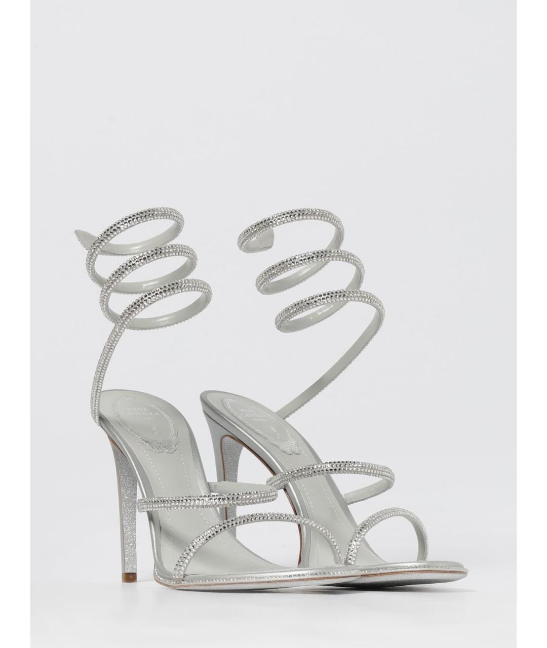 RENE CAOVILLA Серебряные кожаные босоножки, фото 2