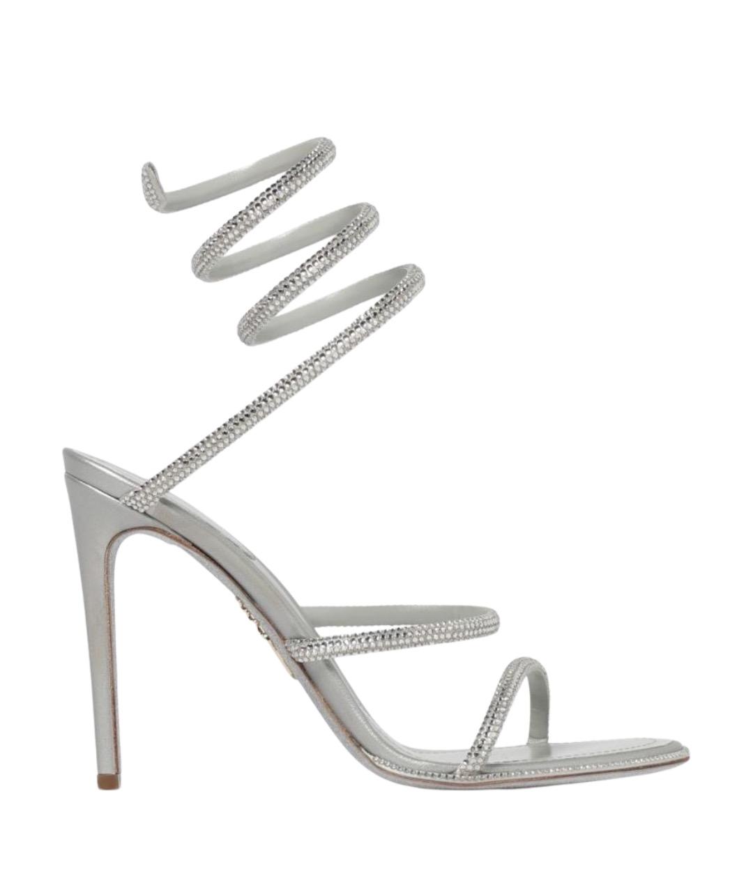 RENE CAOVILLA Серебряные кожаные босоножки, фото 1