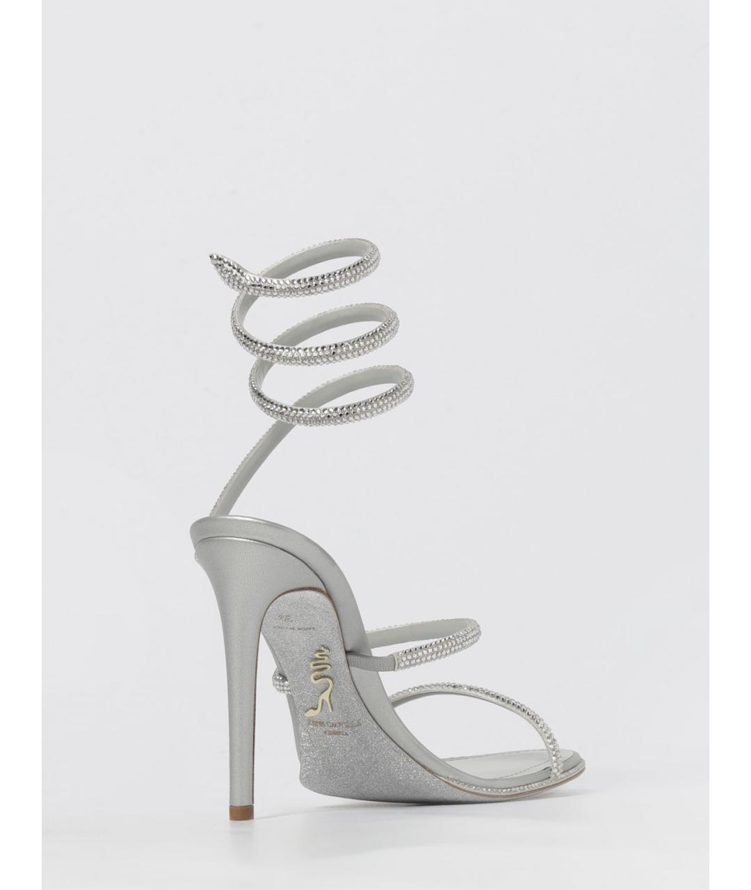 RENE CAOVILLA Серебряные кожаные босоножки, фото 3