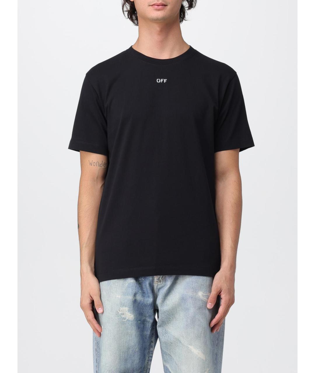 OFF-WHITE Черная хлопковая футболка, фото 2