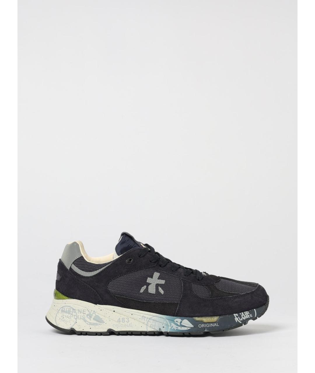 PREMIATA Темно-синие замшевые низкие кроссовки / кеды, фото 4