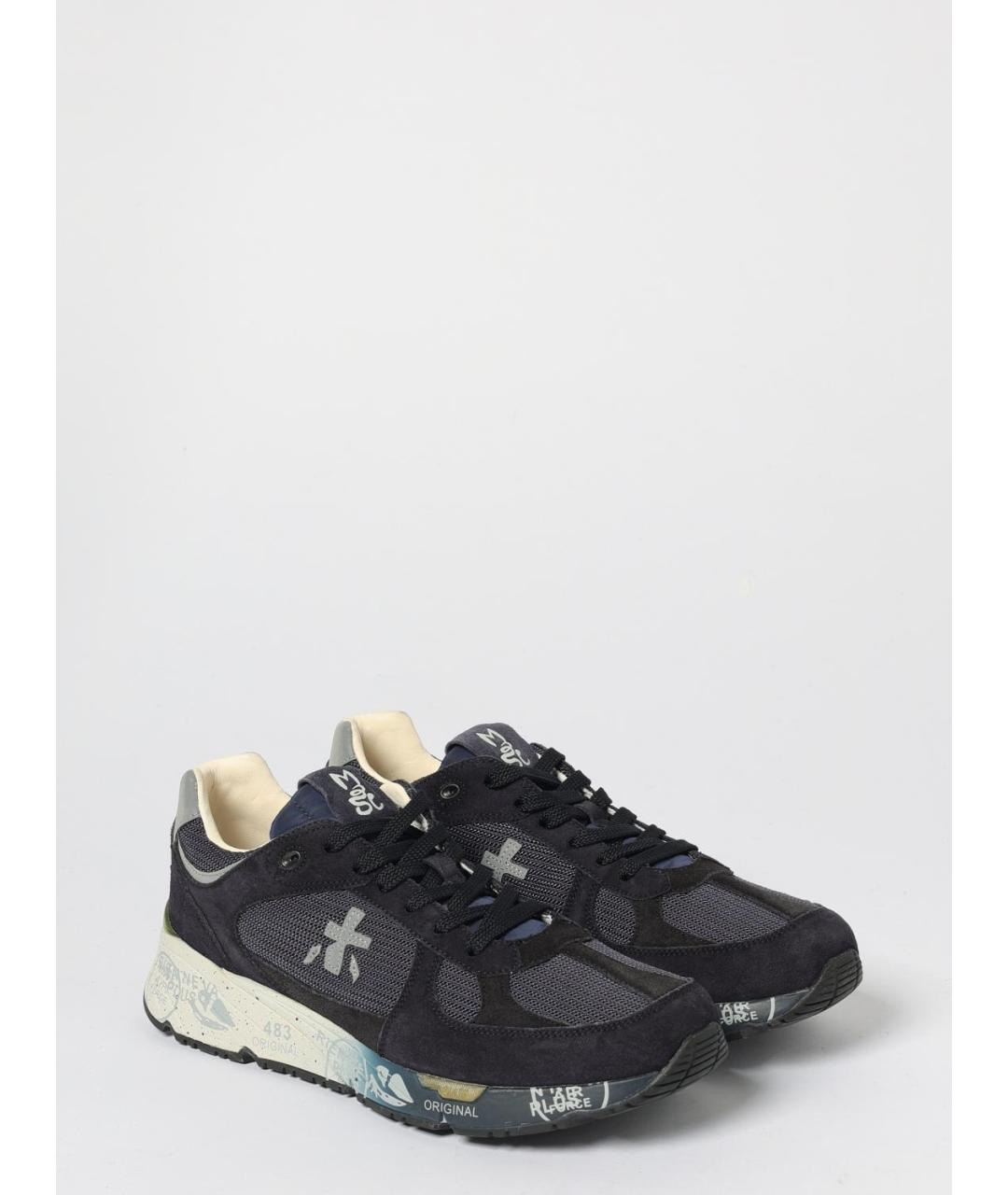 PREMIATA Темно-синие замшевые низкие кроссовки / кеды, фото 2