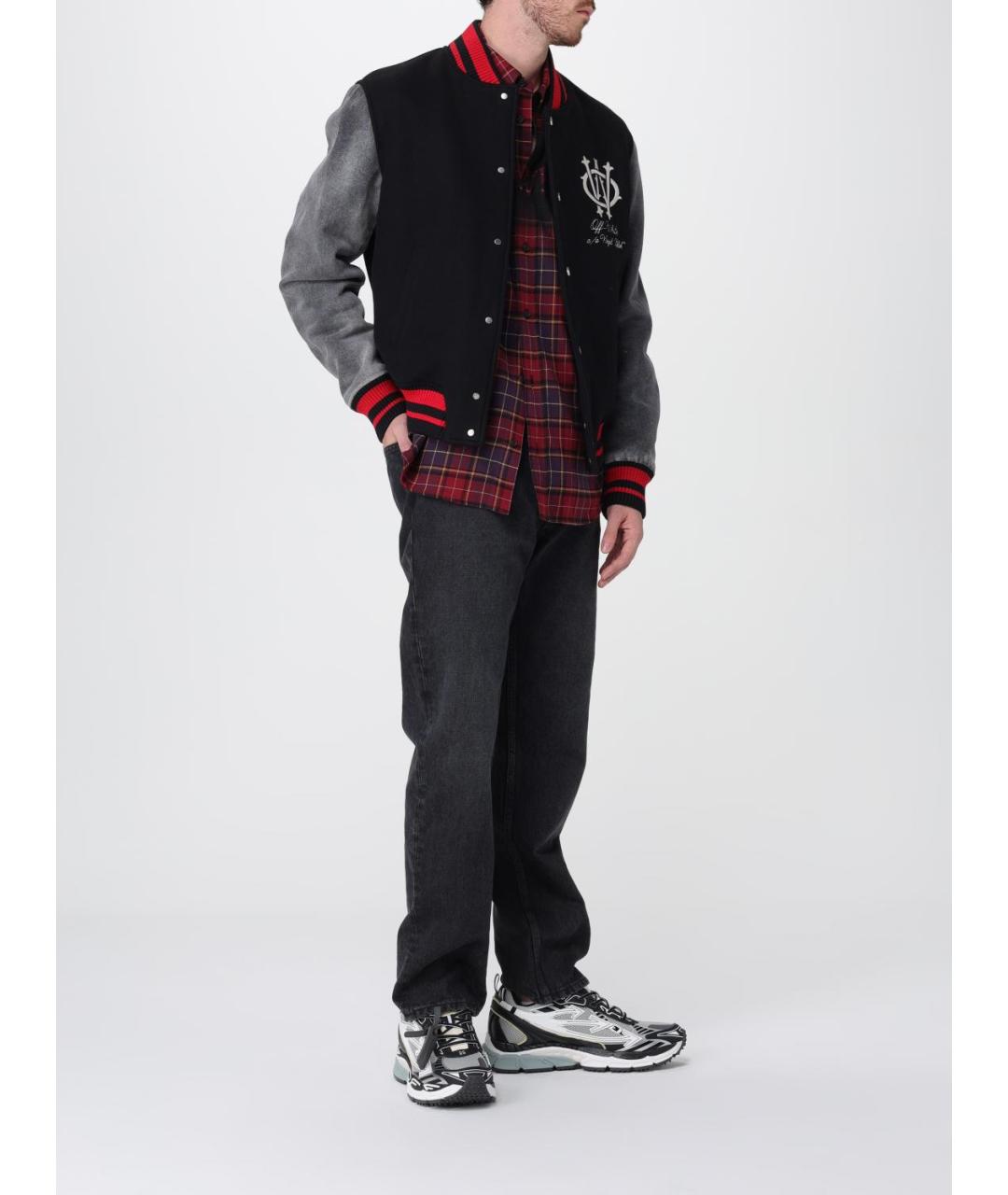 OFF-WHITE Черные хлопковые прямые джинсы, фото 2