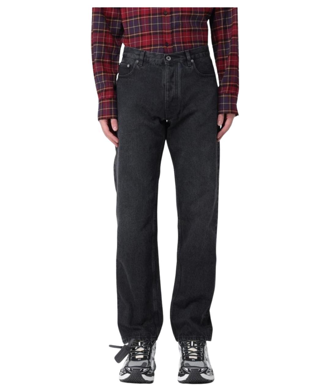 OFF-WHITE Черные хлопковые прямые джинсы, фото 1