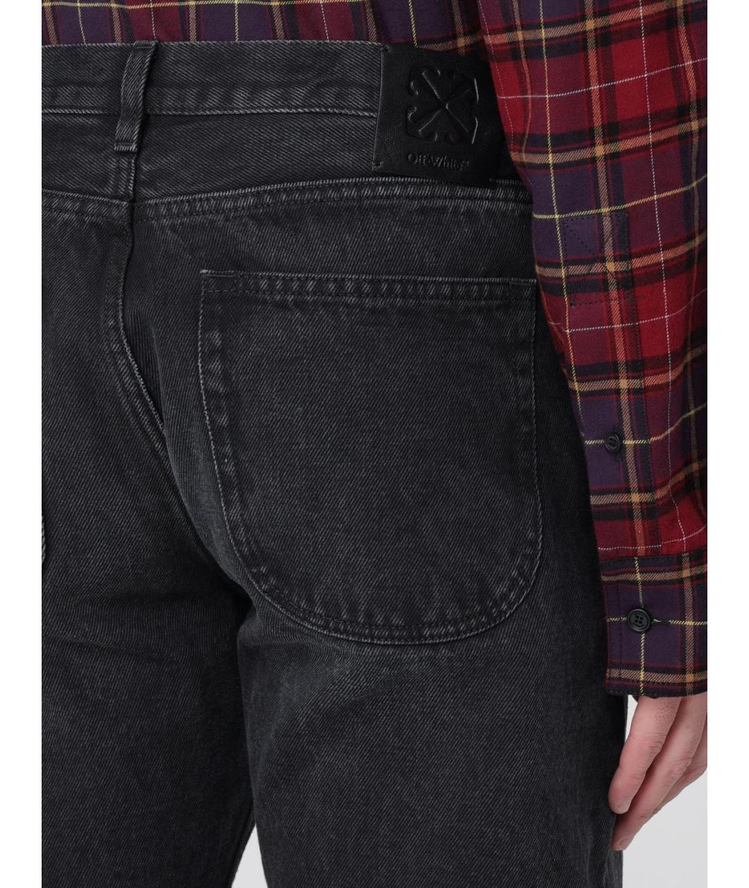 OFF-WHITE Черные хлопковые прямые джинсы, фото 5