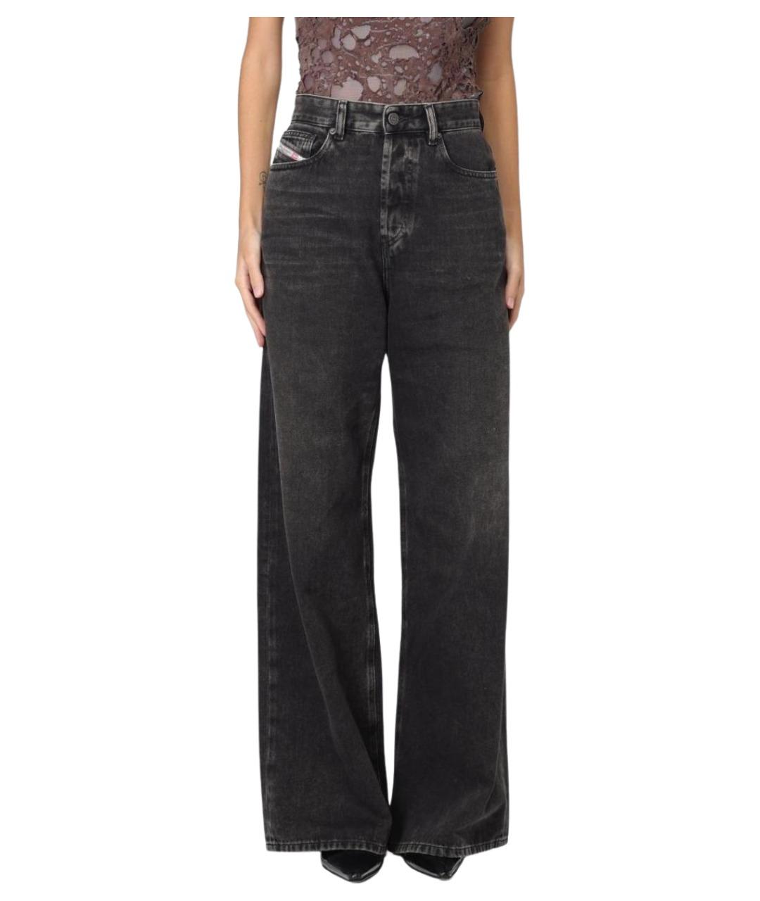 DIESEL Черные хлопковые прямые джинсы, фото 1